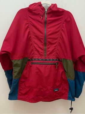 Rare Vintage 90s Aztec L.L. Bean Anorak Red Colorblock Pullover Freeport USA 2xl